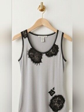 Diane Von Furstenberg Grey Silk Blend Tank Small